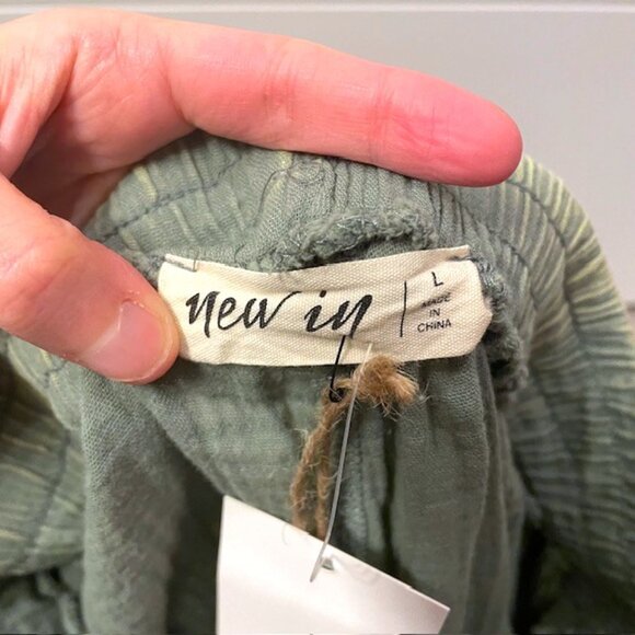 NWT New In Cotton Cargo Joggers Pull On Pants Green Size Large - Picture 11 of 16